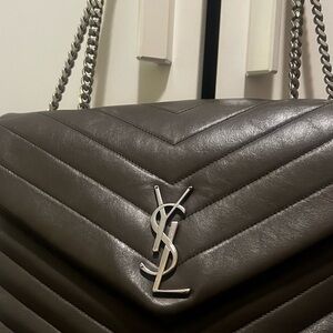 Saint Laurent Dark Gray Leather Bag
